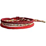 COLORFUL BLING Chinese Lucky Red String Bracelet Tibetan Buddhist Prayer Handmade Yoga Prayer Rope Mala Bracelet Adjustable S