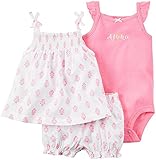 Carter's(カーターズ) ベビー ガールズ キャミソール / ボディスーツ / ハーフパンツ 3点セット (ピンク / ALOHA) Baby Girls' 3-Piece Set (3M(60