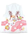 [ 京都きもの町 ] 女児 被布コート単品 白色×ピンク 絞りの雲に手描きのお花 3歳児用