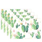 wihveプレースマットWipeableダイニングTropical Plantsサボテン 12 x 18 inch