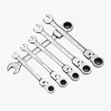 KISENG フレックスラチェットレンチ ギアーテック スパナ レンチ ガレージメトリックツール 首振りラチェット 6-12mm 6個セット