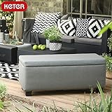 Keter Milan Garden stool ケタ―ミラン ガーデンスツール（屋外 庭 収納スツール 撥水 収納 収納ボックス ベンチ 布張り オットマン 収納庫）