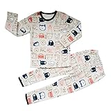 Hikfly 2pcs 漫画のパターンロングスリーブインナー服セット 軽度の暖かい珊瑚 ユニセックスベビーガールズボーイズ子供用のベルベット、スリーピングスーツ、スポーツスーツ（トップ+パンツ） (1