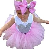 matoen新生児赤ちゃん女の子ハートプリントロンパースヘッドバンド用フリル付きスカート服装服セット カラー: ピンク