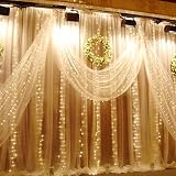 Ucharge Window Curtain Lights String 19.6ft 600led Christmas Festival Curtain String Fairy Wedding L