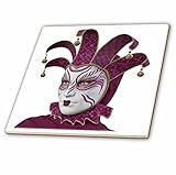 3drose BoehmグラフィックスHoliday canivale and Mardi Gras – ピンクとゴールドマスクSide View – タイル 8-Inch-Glass ct_2397