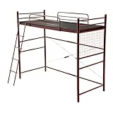 SEMI-SH ロフトベット ハイタイプ ミドルタイプ 可変型 シングル 大人用 パイプベッド ミドル 2段階 高さ調節 (ブラウン) SH-HT70-96