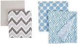 Ikat Blue/Grey 4 Crib Set with 2 Muslin Blankets by Bacati