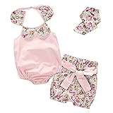 Domybestベビー服 ロンパース　カバーオール　かわいい　ロンパース+パンツ+ヘッドバンド三点セット　ノースリーブ　カジュアル　夏　新生児　赤ちゃん　出産祝い　普段着 撮影　誕生日　二種類選べる 