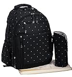 Baby Travel Backpack Diaper Bag with Insulated Zippered Bottle Bag 3 Pieces Set (Black Dot) by Sleep