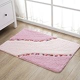 長方形の足のベッドルームのバスルームのドアのマット水の滑り止めマット ( Color : Pink )