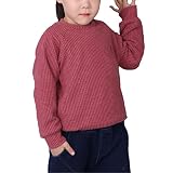 [エビ屋] キッズ ガール ボイ ニット カットソー コート 春 秋 冬 通勤 ストレッチ 無地 カジュアル OL (100, レッド)