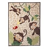 Lambs & Ivy Tickles Swinging Monkey Blanket White/Brown/Green/Tan [並行輸入品]