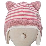 2016年 秋冬 UZUCHAT ウズチャット ねこ耳 ボーダーフリース 耳あて付き キャップ 帽子 UZULAND ウズランド ピンク◇50-52cm