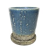 インテリアポット ヴィフポット ダークブルー 15cm　皿付 ／植木鉢