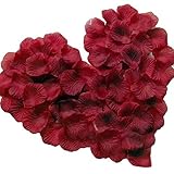meiyiu 500枚入りローズ花びらウェディング花びらのシミュレーションの花びらワインレッド
