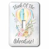3dローズAnne Marie Baugh – 引用 – Think of the Adventure水彩花柄ホットエアバルーン – 照明スイッチカバー – シングルトグルスイッチ( LSP _ 25