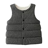 REILI　ベスト　ベビー　秋冬　コットン　キッズ　男女兼用　無地　シンプル　女の子　男の子　綿ベスト　 (グレー, 90)