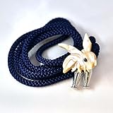 スズメバチ シェル ループタイ 夜光貝製 紺色紐