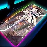 マウスパッド かわいいマウスパッド ホロライブ 白神フブキ Rgb マウスパッド コンピューター デスク PC ゲーム ノートパソコン ゲーマー カーペット キーボードマット 900x400x4MM