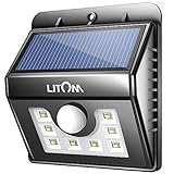 LitomソーラーLEDライト センサー搭載 アウトドアライト 夜間自動点灯 表玄関/壁掛け/パーク/ガーデン/庭などに照明用