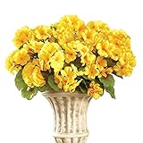 ゼラニウム花柄ブッシュ、人工、メンテナンスフリー、フラワーピック – Set of 3 イエロー 16179 YELW