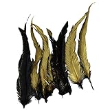 Perfk 人造羽毛　DIY工芸品　ブラックゴールド　アクセサリー　お飾り　髪デザイン　25~30cm10枚