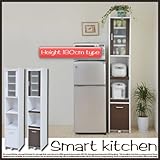 隙間ミニキッチン 高さ180cm ミニキッチン 小さい食器棚 スリム食器棚/ホワイトダークブラウン