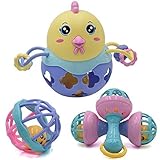 ベビーおもちゃプレイセットwith Rattle、玩具ボール、Shaker、Teether、seprovider漫画チキン幼児6 – 48ヶ月、4のパック
