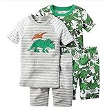 Carters 4 Piece PJ Set（幼児/子供）Dinoグレー12 M