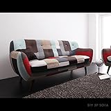 【商品名】STY パッチワークデザイン カジュアル ローソファ 3Pソファ 3人掛け ファブリック SOFA 178cm 【サイズ】 幅178（座面幅143）× 奥行87（座面奥行52）× 高さ82（座面高45）cm MK
