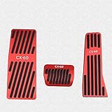 BOYOUS マツダ CX-60 専用アルミ ペダルカバー ブレーキ フットレスト アクセルペダル 3点セット 工具不要 CX-60ロゴ付 防キズ 防汚れ(レッド)