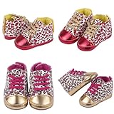 C-Princess ２色入りセット春秋冬シーズン赤ちゃん用シューズ ベビーシューズ ソフト底 快適スニーカー 可愛いヒョウ柄デザインのキッズ スニーカー 女の子向き 赤ちゃんシューズ (3#12-1