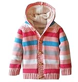Cute Minorベビー服 女の子 新生児 長袖あったか オシャレ　男の子　冬 ベビー 着ぐるみ 赤ちゃん　兼用 アウター ウエア　ボーダー出産祝い 綿 (90ｃｍ, ピンク)