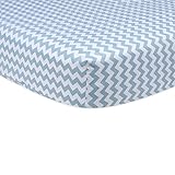 100% Cotton, Allover Blue & White Stylish Chevron Print Fitted Crib Sheet by Trend Lab [並行輸入品]