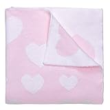 Elegant Baby, 100% Cotton, Tightly Knit Heart Blanket, 30 x 40 Inch in Pastel Pink and White by Eleg