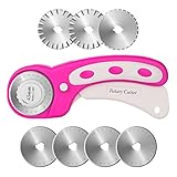 AGPTEKセーフティロータリーカッターセット 45mmの円形刃 SKS-7（スチール製） 替え刃7枚入り 切断ナイフ1つ入り 手芸用洋裁道具 マルカッタータイプ布・紙 ・ゴムシート・ フイルムカッタ