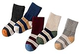 クルーソックス キッズ 子供 ストライプ柄 パック 靴下 防寒 5足セットミックス 13～15cm