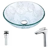 Vienoシリーズのdeco-glass容器シンクでクリスタルクリア花のクラウン蛇口クローム