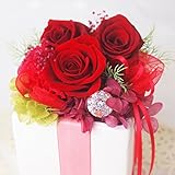 【メアリー】フラデコ　プリザーブドフラワー　　★クリアケース＆ラッピング付き (レッド)