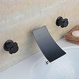 Hiendure ブラス真鍮 ブロンズ 3つの穴 用壁付け混合水栓 洗面所用水栓
