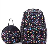 KRY マザーズリュック ママバッグ　ベービーバッグ 収納バッグ 多機能 マザーズバッグ 軽量 大容量 防水 おむつ替えシート付き 5色 (ブラック＋ドット)