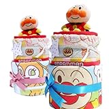 アンパンマン　おむつケーキ　2段　ばいきんまん　ブルー　パンパースＳサイズ　おむつけーき　【サイズ変更可能】