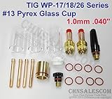 CHNsalescom 21個のTIG溶接45V24ガスレンズ＃13パイレックスカップキット（TIG用）WP-17/18/26 .040" 1.0mm