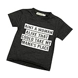 ファッションキッズ子供ベビーボーイズ幸運な太陽VネックレタープリントブラウストップTシャツ子供服服半袖コットン素材夏 (110, 黒)