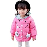 YY-Natuhi 子供服 女の子 中綿ジャケット 綿服 かわいい 笑顔 ダウンジャケット 中綿コート フード付き 秋冬 キッズ ベビー服 ガールズ 保温防寒 80~120cm 通園 ボンボン おしゃ