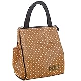 ラウンドドットラブリーバッグランチトートバッグファッションシンプル保冷弁当バッグ（カーキ）