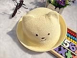 Belka Smile　選べる 5色　くま　麦わら　麦わら帽子　ベビー　キッズ　赤ちゃん　子　子供　かわいい　夏　帽子　Ｓ　50ｃｍ　黄色