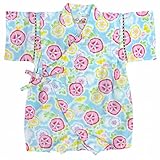 甚平 ロンパース ベビー 朝顔柄 女の子 じんべい 日本製生地 サックス 70