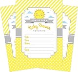 イエローグレーSunshine 5 x 7ベビーシャワー招待状(24 ctとホワイト封筒